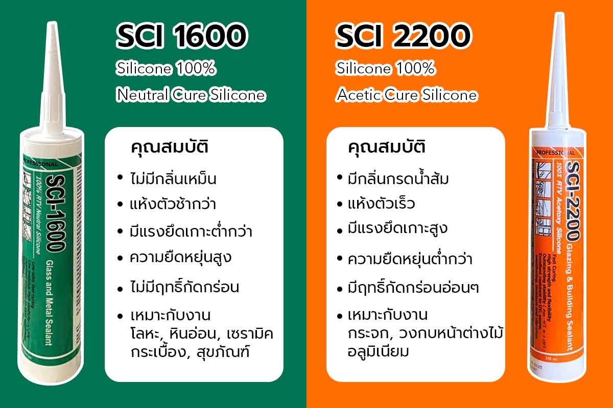 เปรียบเทียบซิลิโคนชนิดเป็นกลางและซิลิโคนชนิดมีกรด