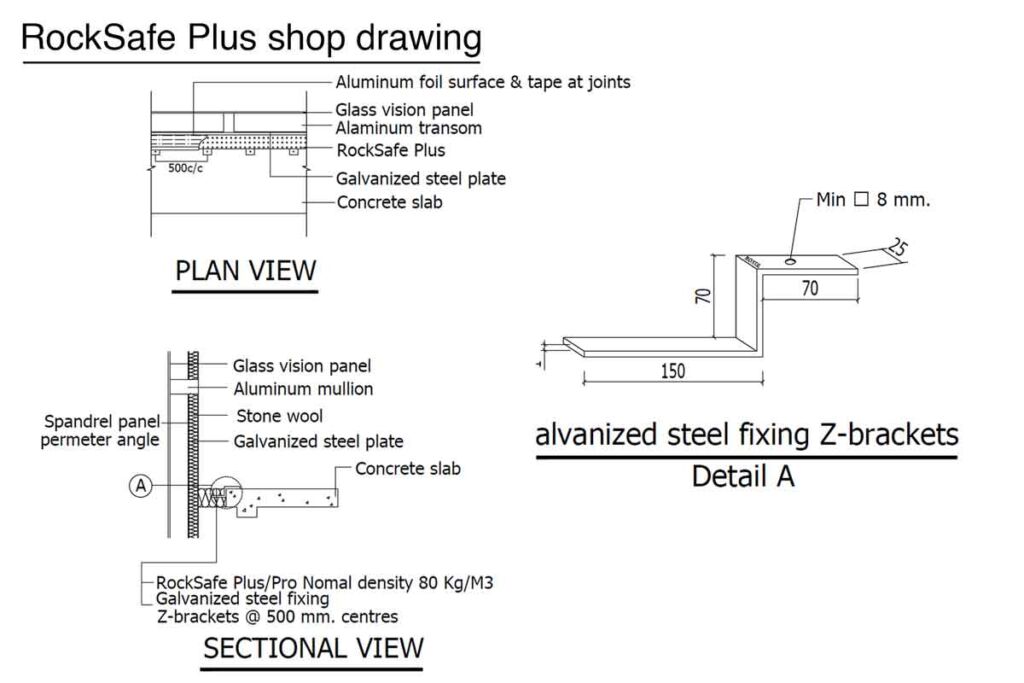 แบบมุมข้าง สำหรับงานฉนวนกันไฟ 2 ชม. รุ่น RockSafe Plus