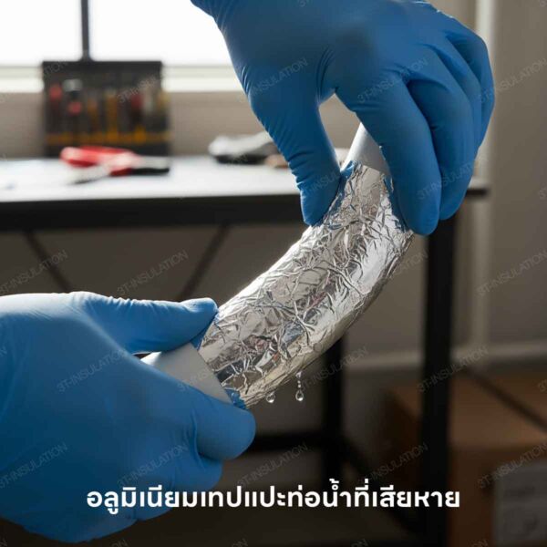 พันท่อน้ำที่เกิดการรั่วซึม